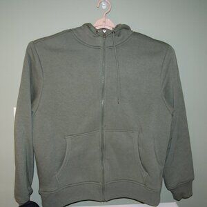 GEORGE Hoodie Men's Zip Up Sherpa Fleece Lined Hoodie Green 2XL
